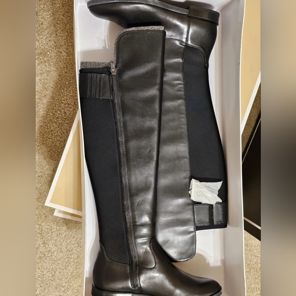 Calvin Klein PRIYA Black Cow Leather Boots 5.5 - Picture 2 of 10